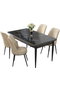 Hanah Home Juego de Mesa y Sillas de Comedor Negro Mármol y Crema 5 Piezas
